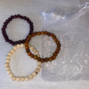 Boutique Wood Bead Stretch Bracelet Set in Bag New
